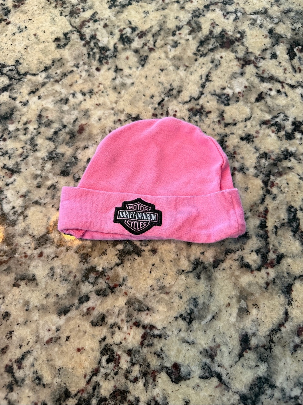 Harley-Davidson Kids Pink Fold-Over Beanie with Logo Patch